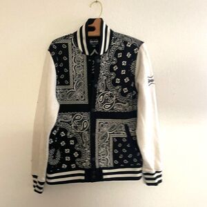 Dogg Supply by Snoop Dog Jacket Mens Medium Black Paisley Varsity Hip Hop Rap